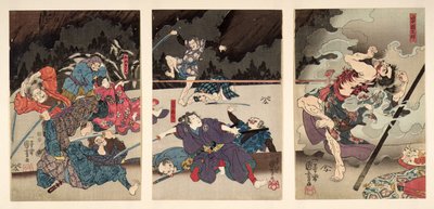 The Death of Yamanaka Dankuro, triptych by Utagawa Kuniyoshi